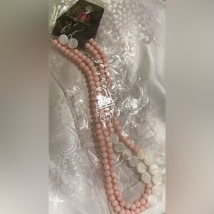 🆕 paparazzi Pink and White Beaded Necklace with Matching Earrings Set